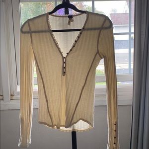 Free People cream button detailed top